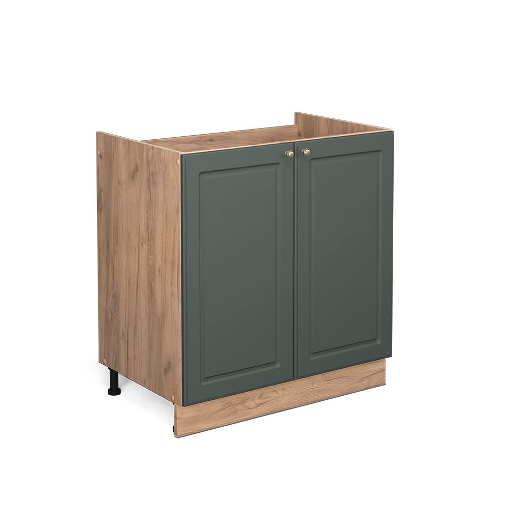 Vicco Mobile lavello cucina Fame-Line, Verde-oro rustico, 80 cm senza piano di lavoro, per la combinazione con altri moduli della serie Fame-Line