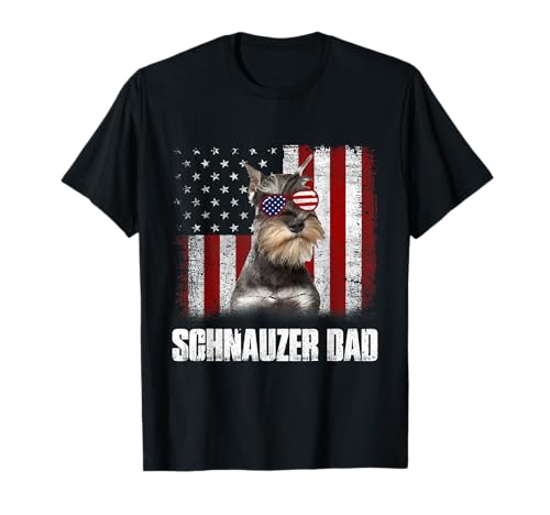 Bandiera americana Best Schnauzer Dad Ever Tee Dog Dad Maglietta
