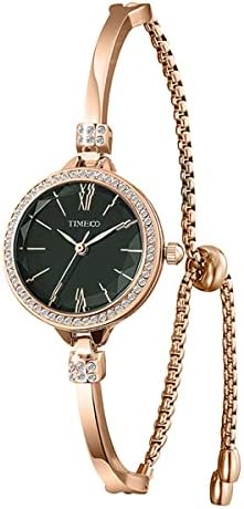 TIME100 Women's Bracelet Watches Ladies Quartz Wrist Watch with Green Dial Bezel with Crystals in Movement Bracelet Strap with Diamonds Waterproof