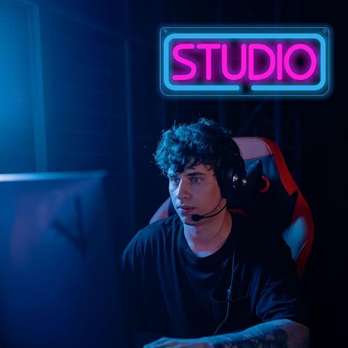Image of Studio Neon Sign, Music LED Neon Letters Neon Sign, Bar Sign Light Up Beer Bar, Music Studio, Bedroom Wall Decoration, Party, Club Garage Home Party Wall Art Decoration (studio)