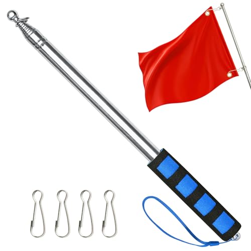 APXEL Mât de Drapeau, 1 Pièces Mât de Drapeau Télescopique, 2.5m Acier Inoxydable Mâts Drapeaus, Équitation pour Entraînement D'Équitation Portable...