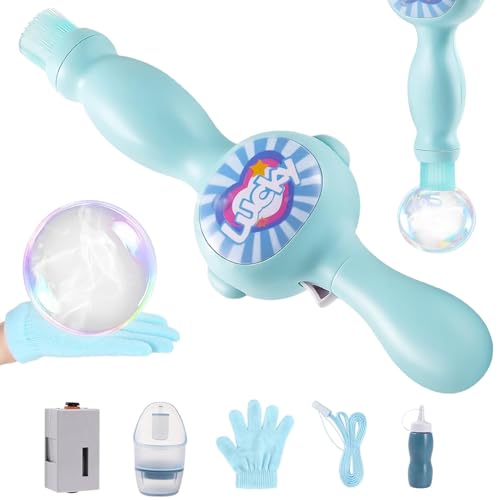 Smoke Bubble Machine for Kids Fog Bubble Machine with Elastic Smoke Effect Magic Bubble Wand Interactive Game Fun Bubbles Blowing Machines for Party Outdoor Birthday (Blue)