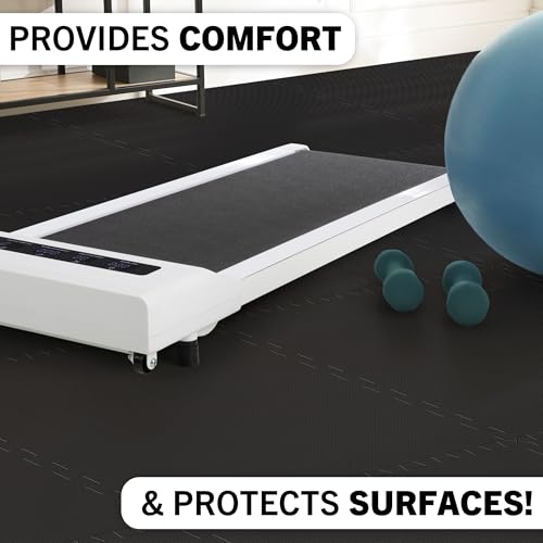 Image of EVA Foam Mat Tiles 6-Pack - 24 SQ FT of Interlocking Padding for Garage, Playroom, or Gym Flooring - Exercise Mat or Baby Playmat by Stalwart (Black)