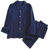 [Jomoku] パジャマ メンズ 綿100% ダブルガーゼ オーガニックコットン 半袖 長袖 長ズボン 柔らかい 優しい肌触り 保温 通気 吸汗 速乾 上下セット ルームウェア 寝間着 部屋着 快適 夏用