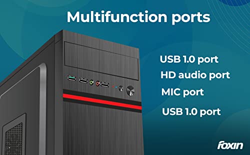 Image of Foxin Race Desktop Computer Case /PC Cabinet - with Steel Metal Body | All ATX Motherboard Compatible | Color Metallic Black