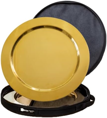 Orbis Gold Charger Plates - Set of 6 - Includes a Protective Case - Gold Chargers for Dinner Plates - Gold Chargers - Gold Plate Chargers - Decorative Plates for Events - Gold Plates for Table Decor