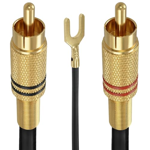 Cable de reproductor de vinilo de 10 m con conectores RCA y cable de tierra 6