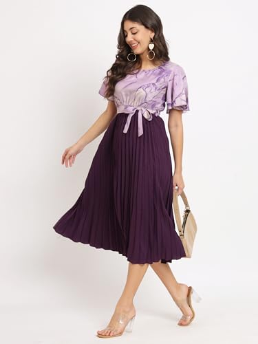 Kzully Women's Crepe A-Line Midi Dress (601-Mrb-Purple-Xxl_Purple_2Xl)