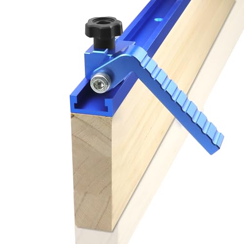2-Pack T-Track Flip Stop for 3-Inch Woodworking Fence, Precision Blue Aluminum Miter Saw Stop Block for Universal & Double-Cut T-Tracks (23/64\"), Adjustable Arm for Precise Repeatable Cutting