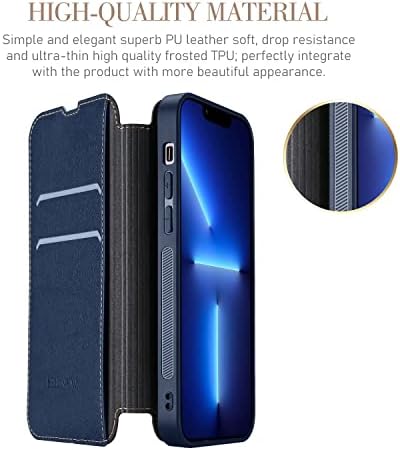 ELESNOW Case iPhone 13 Pro - 6.1", Premium Leather Wallet Flip Cover [Full Lens Protection] [Magnetic Closure] Compatible with Apple iPhone 13 Pro (Blue)
