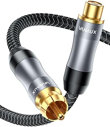 VANAUX Subwoofer Extension Cable, 26ft Male to Female Subwoofer Cable, RCA Digital Coaxial Audio Cable Gold-Plated with Braided Jacket for Home Theater, TV, Amplifier, Speaker(26ft/8m)…