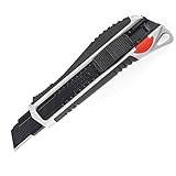 ASSIST Box Cutter Heavy Duty, 18mm Retractable Razor Utility Knife, With 10 Snap-Off Ultra Sharp Blades, Rubber Anti-Slip Handle