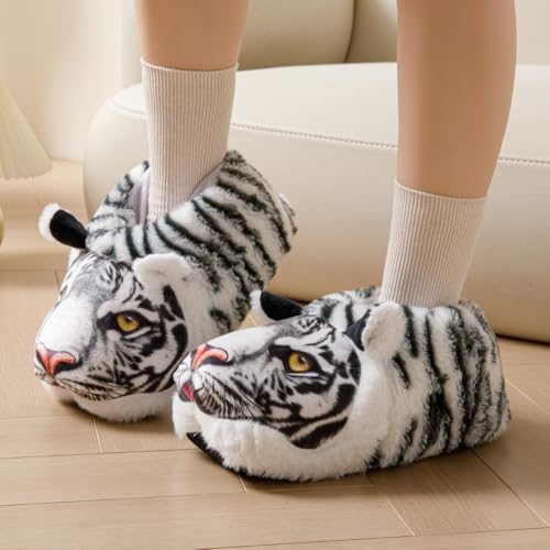 Image of Fluffy Hippo & Elephant Slippers - Oversized Warm House Slippers for Adults | Non-Slip Soft-Sole Indoor Slippers