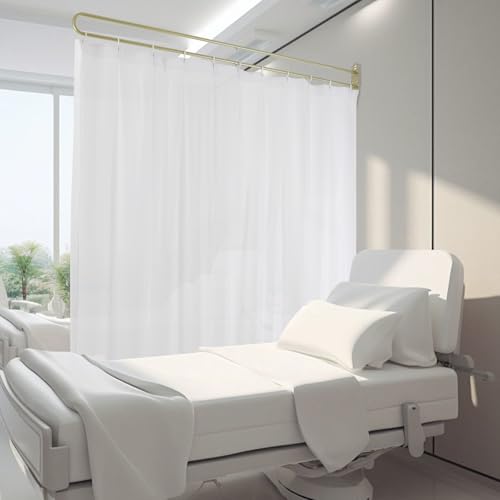 U-Shape Privacy Partition Curtains, Wall Mounted Room Divider Curtains, Hanging Room Divider Privacy Curtains for Hospital Fitting Room Beauty Salon Bedroom Hospital Spa, 6.5 X 7.2 Ft