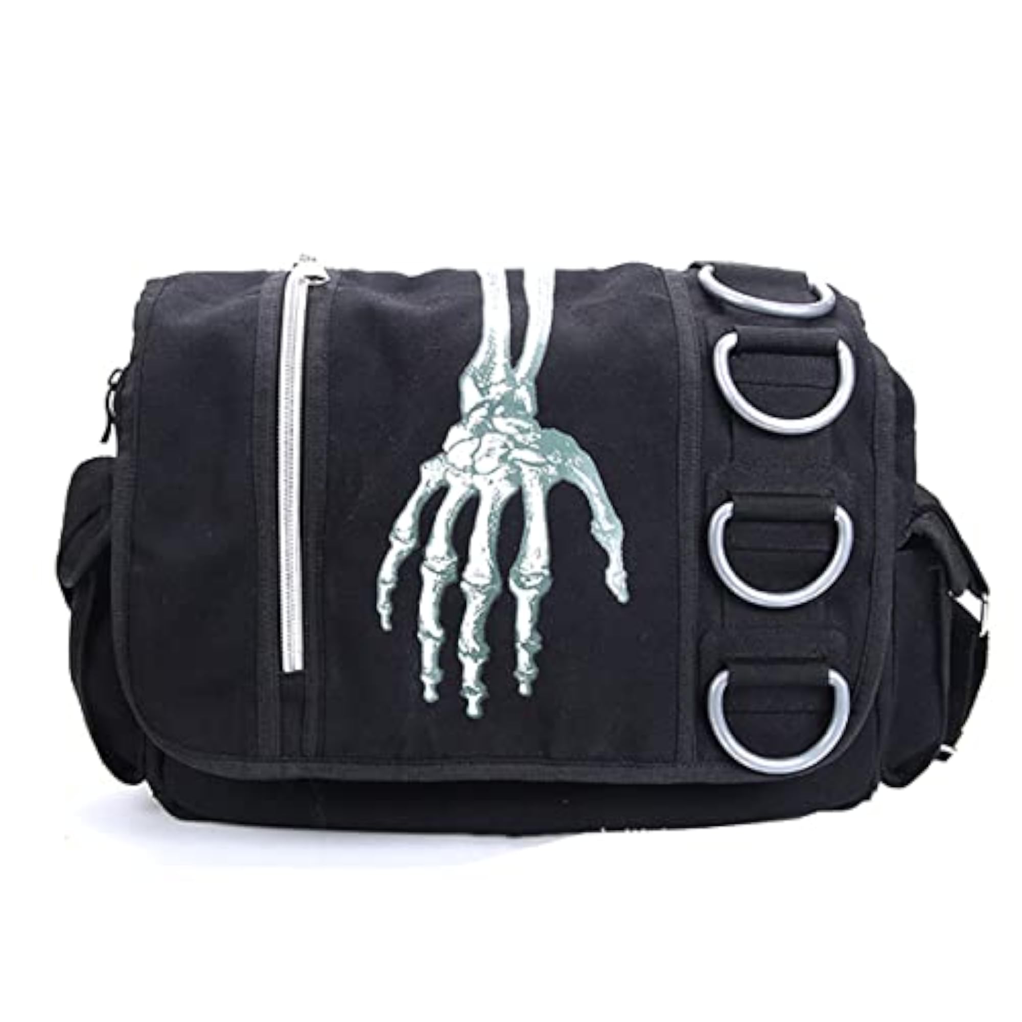 Gothic Black Skull Hooded Backpack, Grunge Y2K Fashion