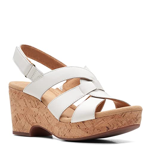 Clarks Womens Giselle Beach Wedge Sandal, White...