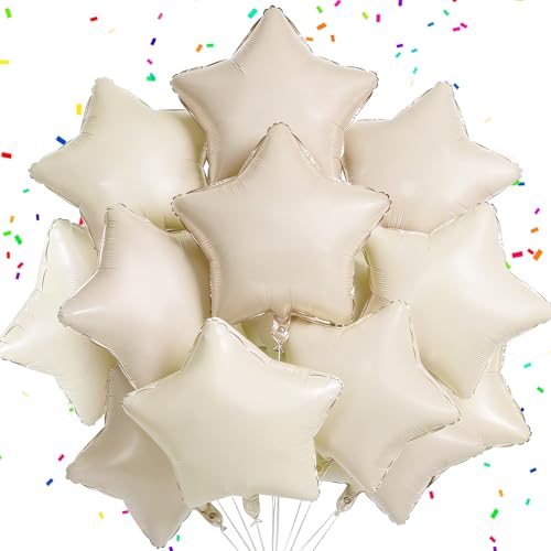 Lot de 12 ballons à l'hélium en mylar blanc nacré et beige nacré - 45,7 cm - Décorations de fête d'anniversaire, de remise de diplôme, décoration de...