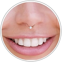 Fake Septum Clicker Ring - Clip On Non-Piercing Nose Hoop, Heart Design, IP Gold Plated