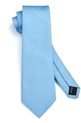 Image of HISDERN Mens Tie Striped Ties and Handkerchief Set Business Formal Woven Pocket Square Wedding College Stripe Necktie