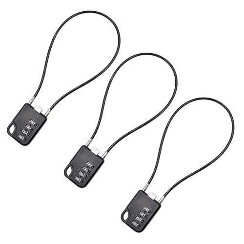 3 Pezzi Lucchetto a Combinazione 4 Cifre con Cavo Lucchetto a Cavo Acciaio Antifurto da 30 cm Ø 3 mm Sicurezza Elevata per Valigie Armadietti Zaini Caschi Casse Attrezzi Cassetti