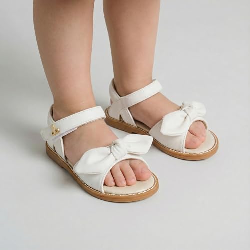 Image of THEE BRON Toddler Girls Sandals Wedding Flower Girl Dress Shoes Open Toe Flats