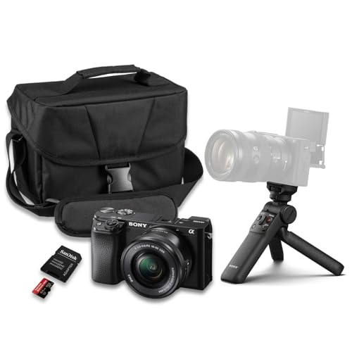 Image of Sony a6100 Mirrorless Camera with Sony E PZ 16-50mm f /3.5-5.6 OSS II Lens + Sony GP-VPT3 Wireless Shooting Grip + SanDisk Extreme Pro 64GB and More (16pc Bundle)