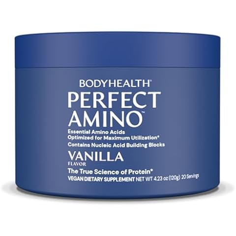 BodyHealth PerfectAmino Powder - BCAA and EAA Powder for Pre and Post Workout - Amino Acid Energy Drink Powder for Men and Women to Support Lean Muscle and Recovery - Vanilla - 20 Servings Cover