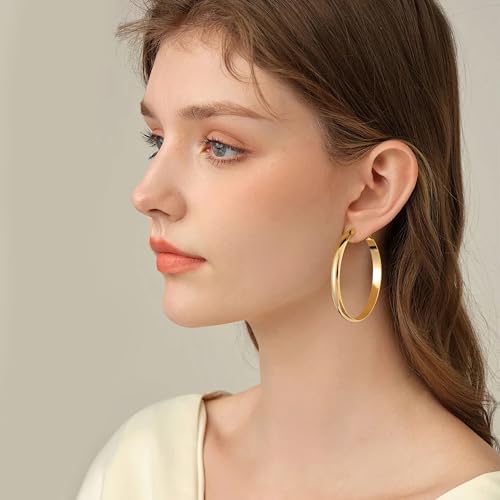 Image of Gacimy Gold Hoop Earrings for Women with 925 Sterling Silver Post