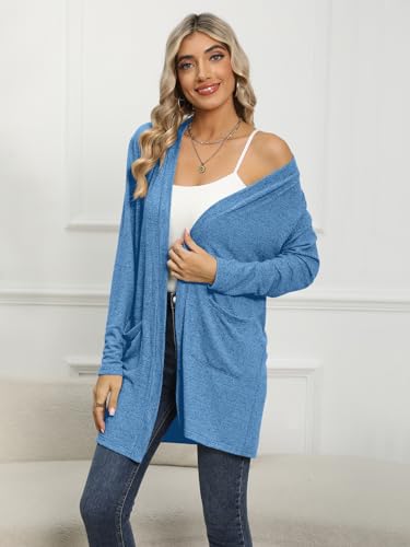 Image of DB MOON Womens Long Cardigan 2026 Fall Lightweight Long Sleeve Open Front Sweater with Pockets
