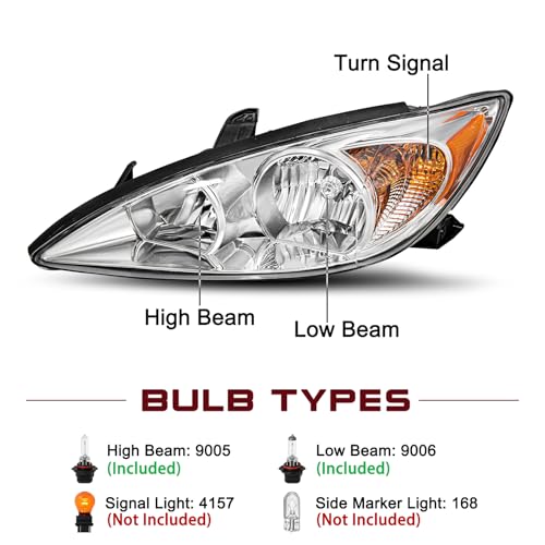 Image of JSBOYAT Headlight Assembly Fits for 2002 2003 2004 Toyota Camry SE /LE /XLE