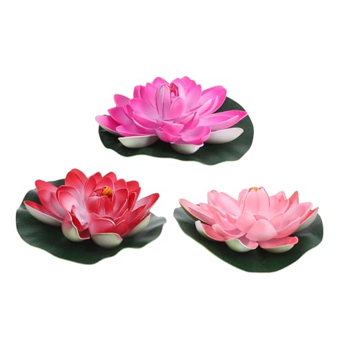 TOYANDONA 3 Piezas Decoración De Loto Simulada De Flores Artificiales De Nenúfar Realistas para Decoración De Estanques y Jardines para Fiestas