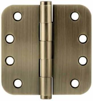 Emtek 96134 4" x 4" Solid Brass 5/8" Radius Corner Plain Bearing Mortise Hinge - Pair - Satin Brass