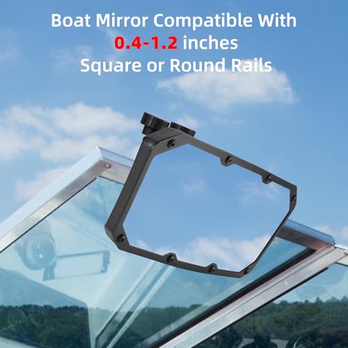 OFIG Boat Rear View Mirror, 10\" W x 3.5\" H Boat Mirrors, Marine Mirror for Ski Boats Pontoon Boat Water Skiing Sports Wakeboarding Surfing