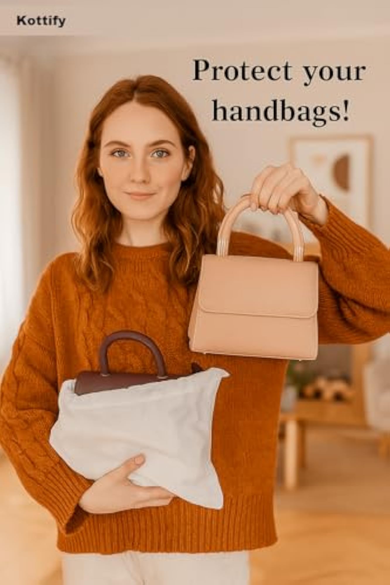Foldable Cotton Dust Bags for Handbags Organizer
