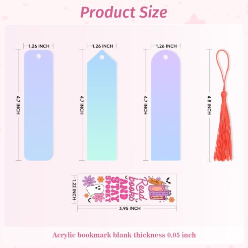 120PCS Acrylic Bookmark Making Kit,Iridescent Clear Acrylic Bookmark Blanks, Halloween - image 4