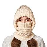 Polyvalence Outdoor : Bonnet multifonction pour femme avec système hivernal 3-en-1 (couvre-chef masque facial et tour de cou). Protège intégralement visage et tête contre neige/vent lors de randonnées ski ou activités hivernales. Confort thermique renforcé pour températures extrêmes