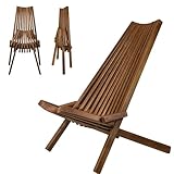 Melino Wooden Folding Chair for Outdoor - Low Profile Acacia Wood Lounge Chair with FSC Certified - Fully Assembled Outdoor Foldable Chairs for Patio, Porch, Pool Deck, Lawn, Garden - Espresso
