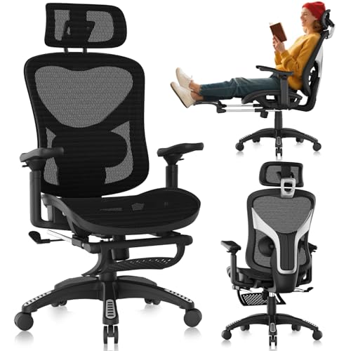 NexHut Ergonomic Office Chair, Mesh Desk Chair with Footrest, Adjustable