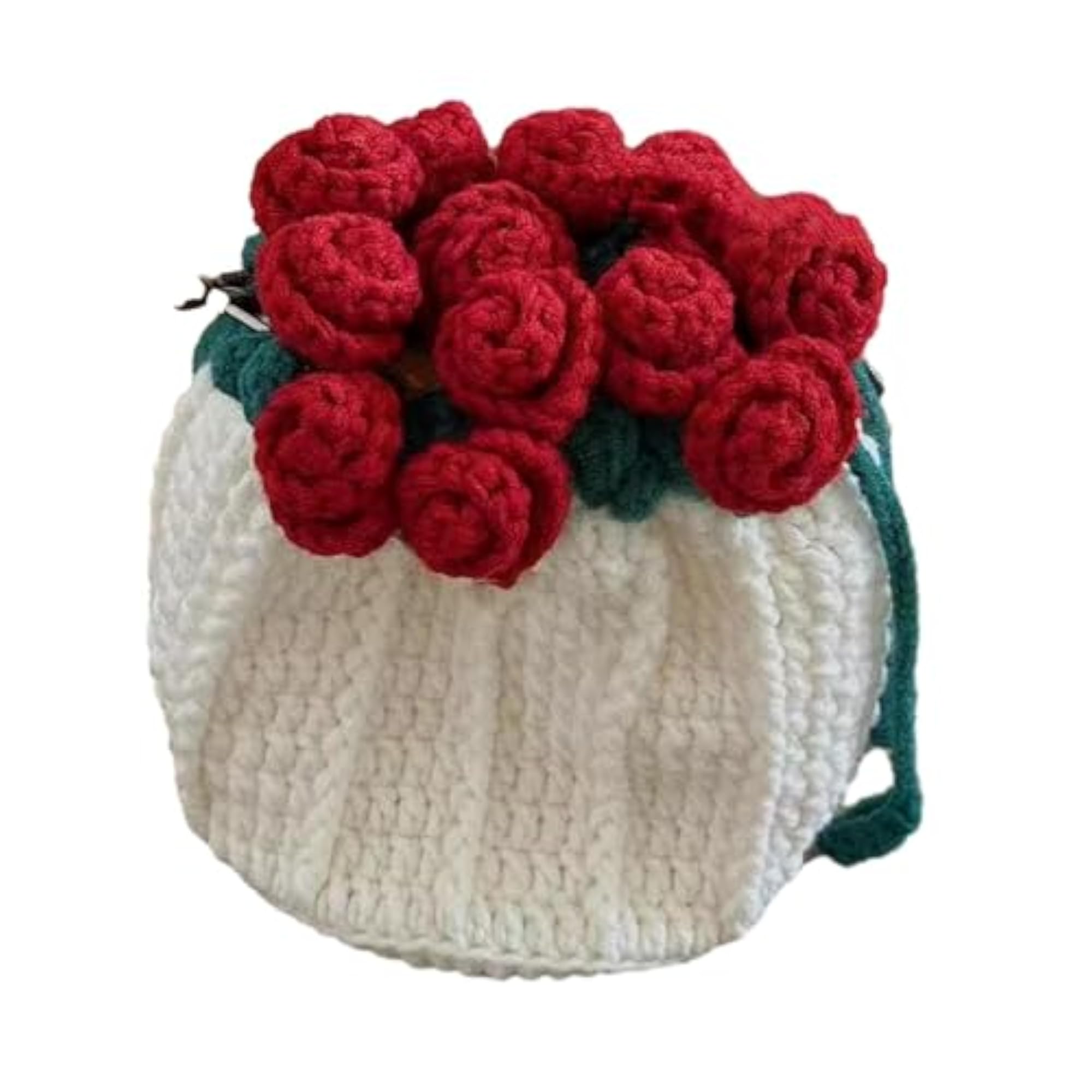 Completed Crochet Shoulder Bag, Stylish Knitted Rose