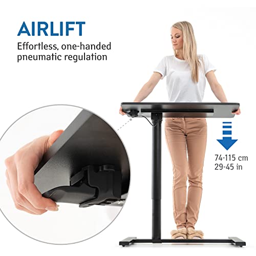 Tatkraft Bliss Airlift Pneumatischer Sitz-Steh Laptoptisch mit Rädern, Höhenverstellbar 74-115 cm Mühelose Gaslift-Regelung, große Tischplatte Geeignet bis 19” Laptops mit Maus, Robust und Stilvoll – Bild 4