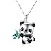 Cadena con colgante de animal panda, zorro, koala, de plata 925, con forma de corazón, panda con bambú, joya de regalo para mujeres, niñas y niños, plateado