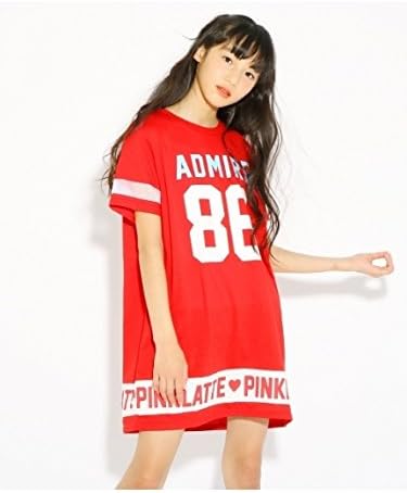 Amazon ピンク ラテ Pink Latte ナンバリングロゴ Tシャツ ワンピース 16 S160cm レッド 062 ワンピース チュニック 通販