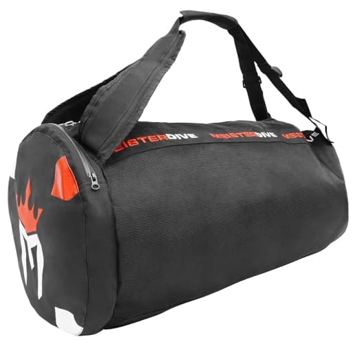 Meister Mesh Duffel Backpack Dive Bag w/Dry Pocket for Scuba & Snorkeling - Black