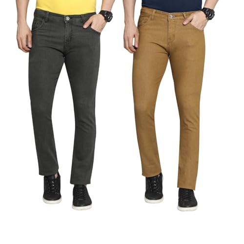 Image of DAIS Men's Stretchable Slim Fit Mid Rise Jeans, Pack of 2, (Combo of 2 Jeans)