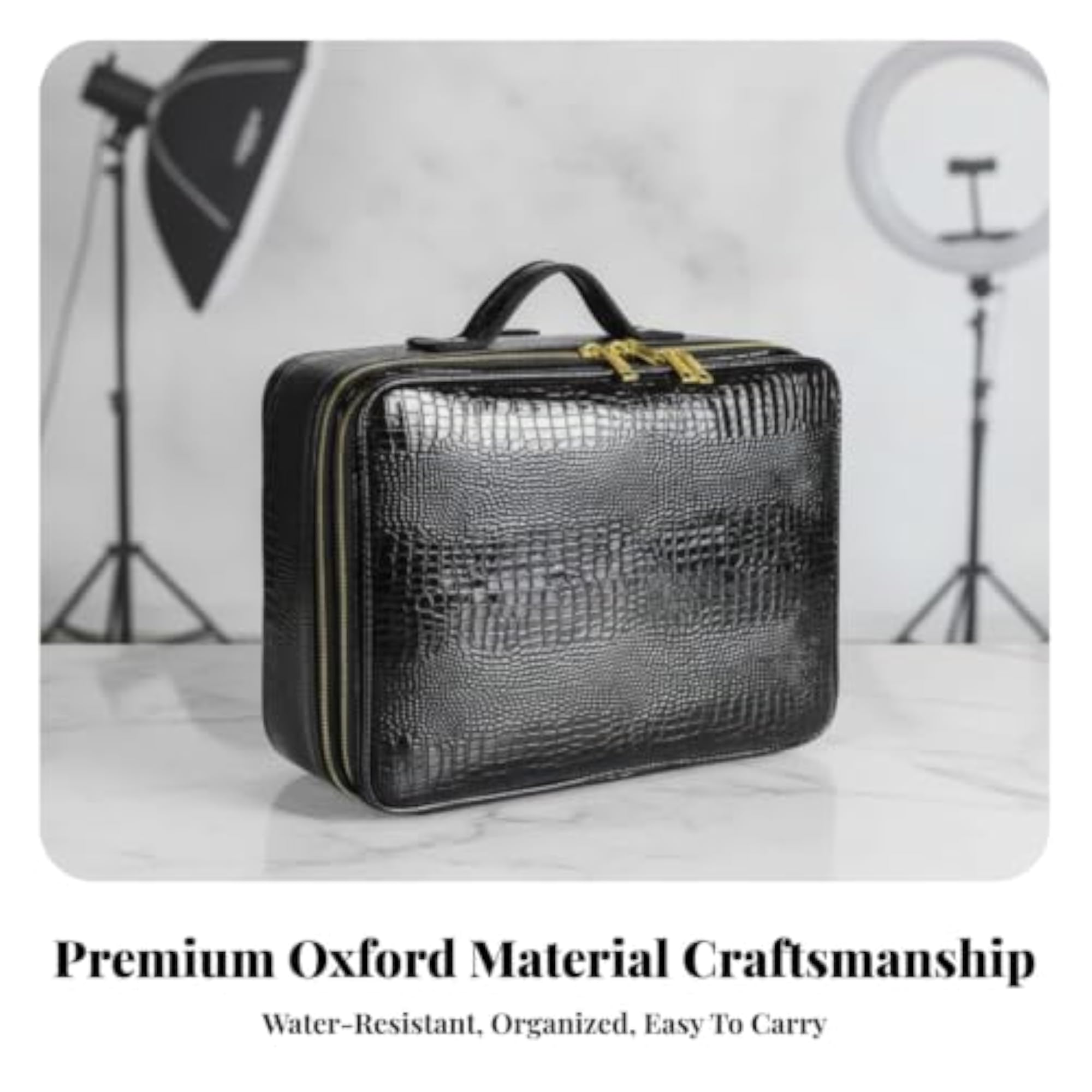Professional Makeup Bag with Dividers, Travel Organizer