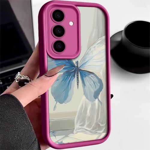Coque Samsung A53 5G silicone souple antichoc rose à motif papillon