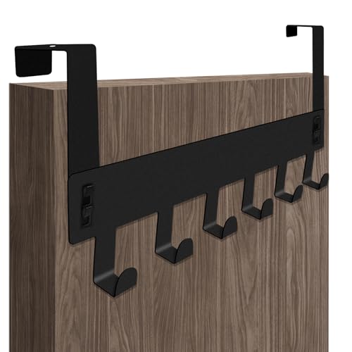 TAIVIN Paquete de 2 Ganchos para Puertas,Perchero Puerta Dormitorio,Ganchos Metálicos Multifuncionales,Adecuados para Colgar Chaquetas,Abrigos y Toallas (Negro-2 piezas)