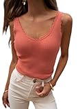 LOLONG Sweater Tank Tops for Women Ribbed Scoop Neck Slim Fitted Basic Casual Sexy Sleeveless Knit Workout Layering Stretch Solid Shirts Coral