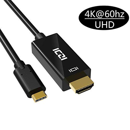USB C to HDMI Male Cable, ICZI 4K 60Hz Thunderbolt 3 to HDMI Adapter for Huawei Mate 20, LG G5, Galaxy S8 S9, MacBook Pro - 6Ft / 1.8M