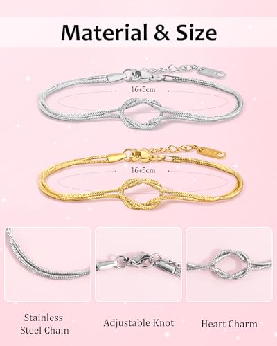 Image of YELUWA 2 Pcs Mother Daughter /Son Bracelets, Mothers Day Gifts, Back to School Gift, First Day of School Gifts, Lovely Charm Bracelets Set Mommy and Me Jewelry with Gift Box Wish Card